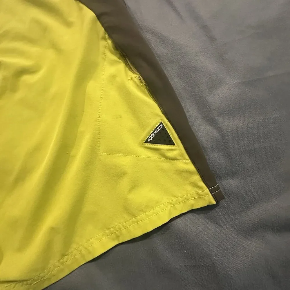 Y2K Alpinestars Board Shorts Mens 34 Colorblock Yellow Swim Trunks Striped